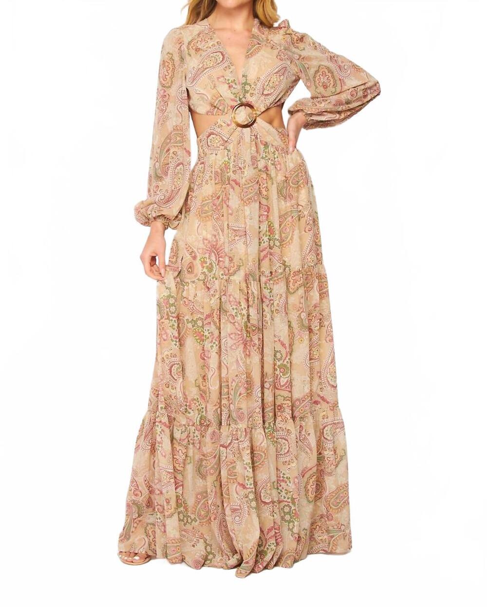 NEW BIG HIT FASHION earth angel paisley maxi dress in beige